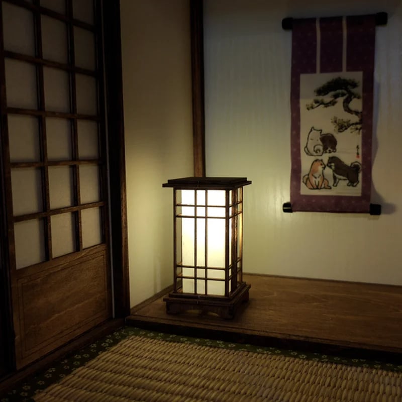 Lampe de Chevet Bois LED de Style Lanterne Japonaise