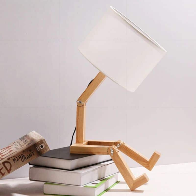 Lampe de Chevet Bois Originale en Forme de Robot