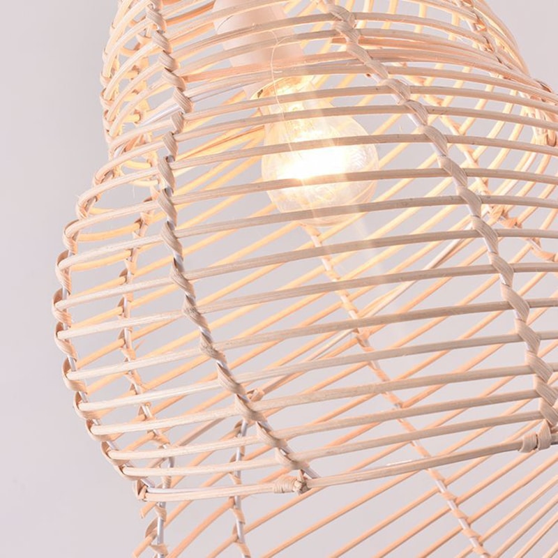 Lampe en rotin beige de conque style pastoral vintage