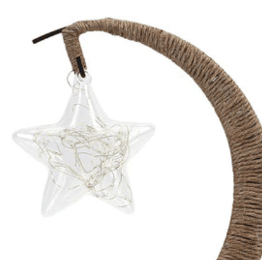 Lampe en rotin USB en forme de lune à ampoule étoile