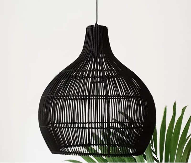 Lampe suspendue en rotin style chinois vintage tissée à la main