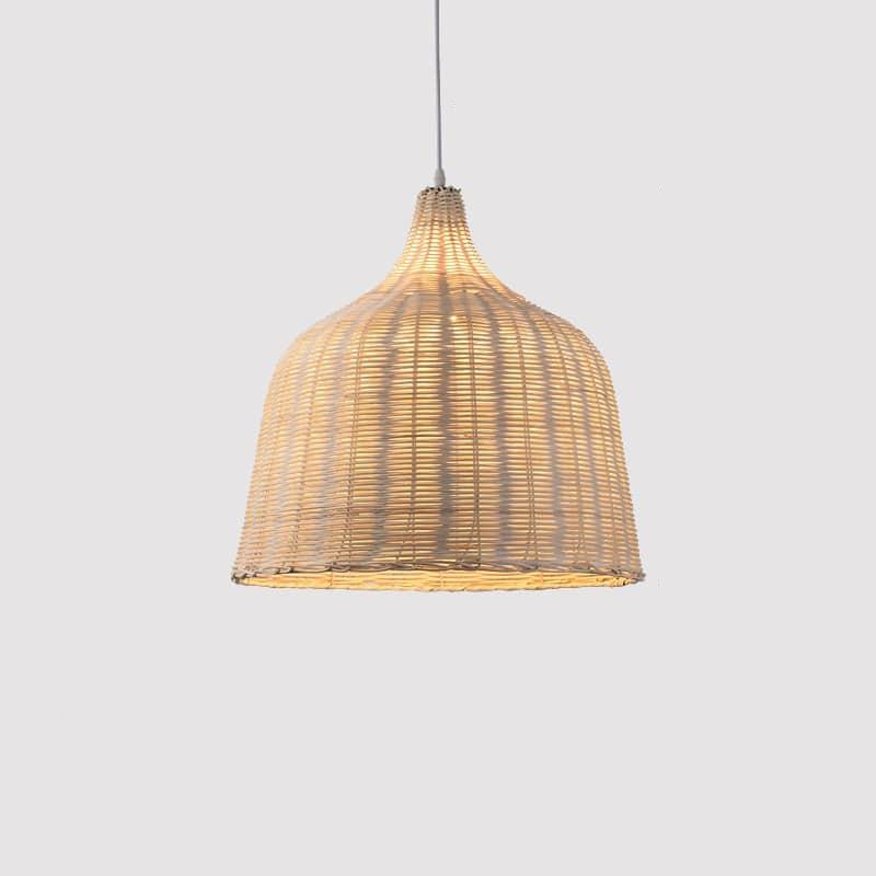 Lampe suspendue japonaise en rotin