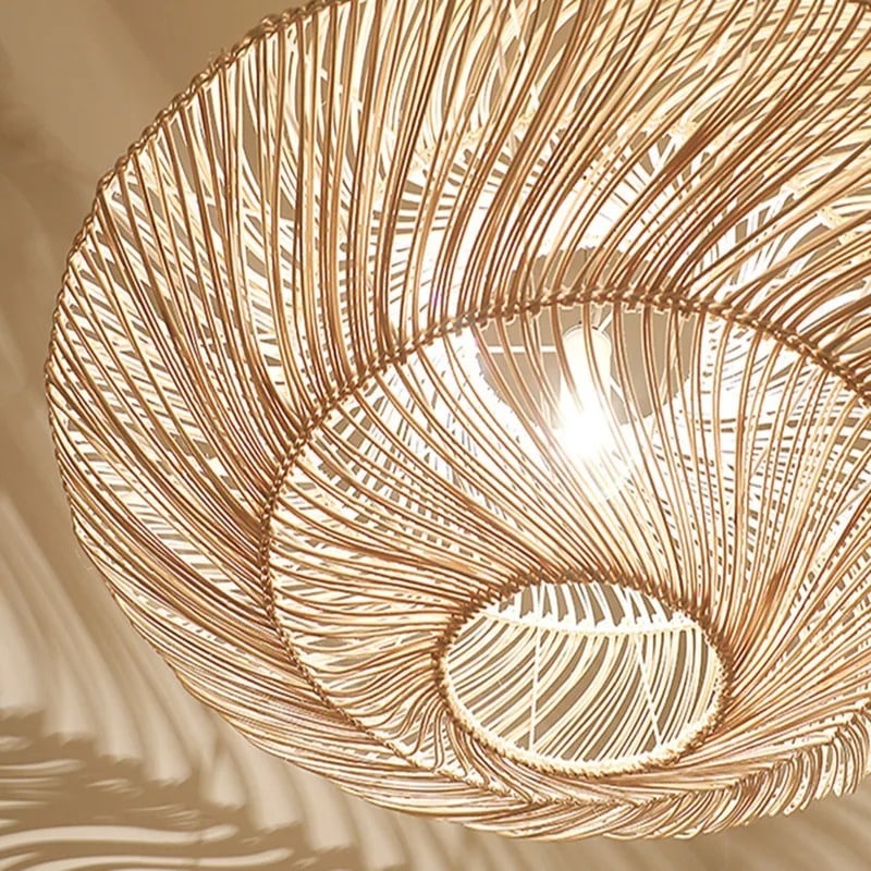 Lampe suspension rotin style chinois créatif