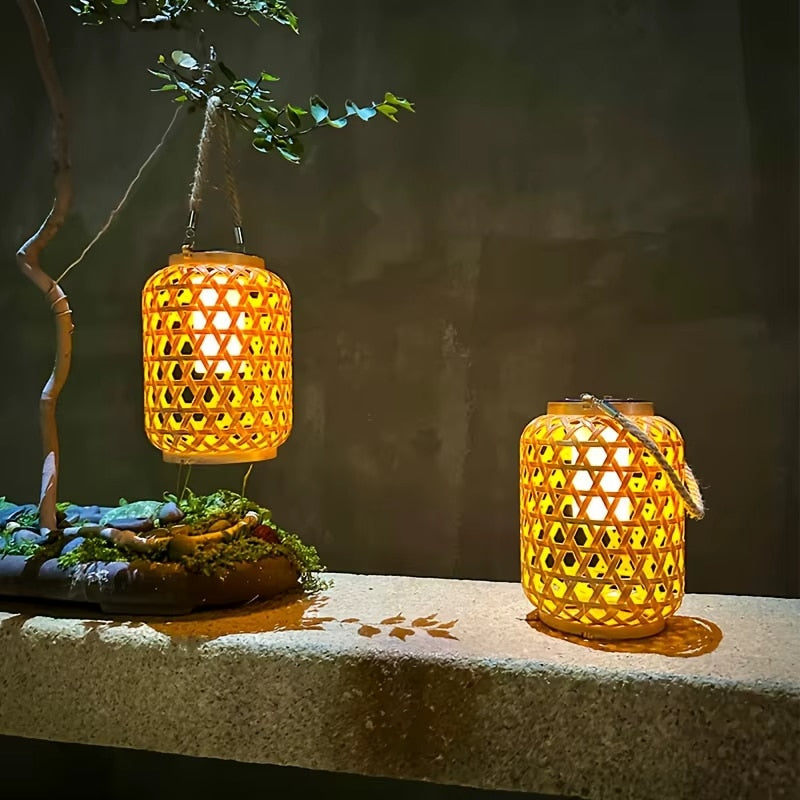 Lanterne Effet Rotin Solaire et Design
