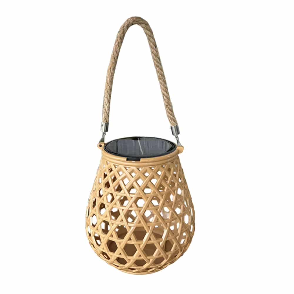 Lanterne Effet Rotin Solaire de Style Vintage