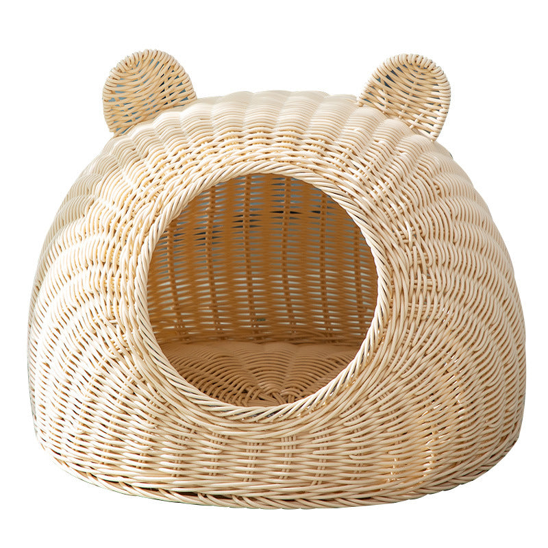 Lit pour chat imitation rotin