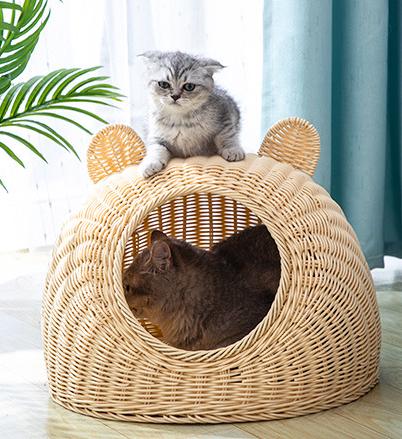 Lit pour chat imitation rotin