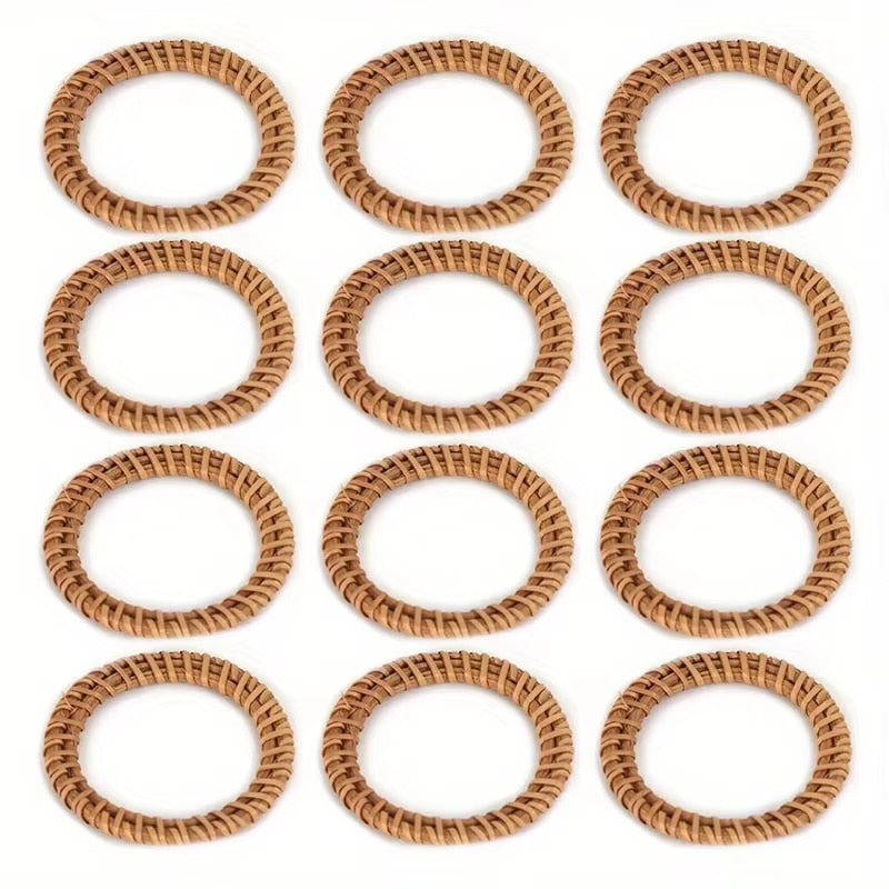 Lot de 12 Ronds de Serviette en Rotin
