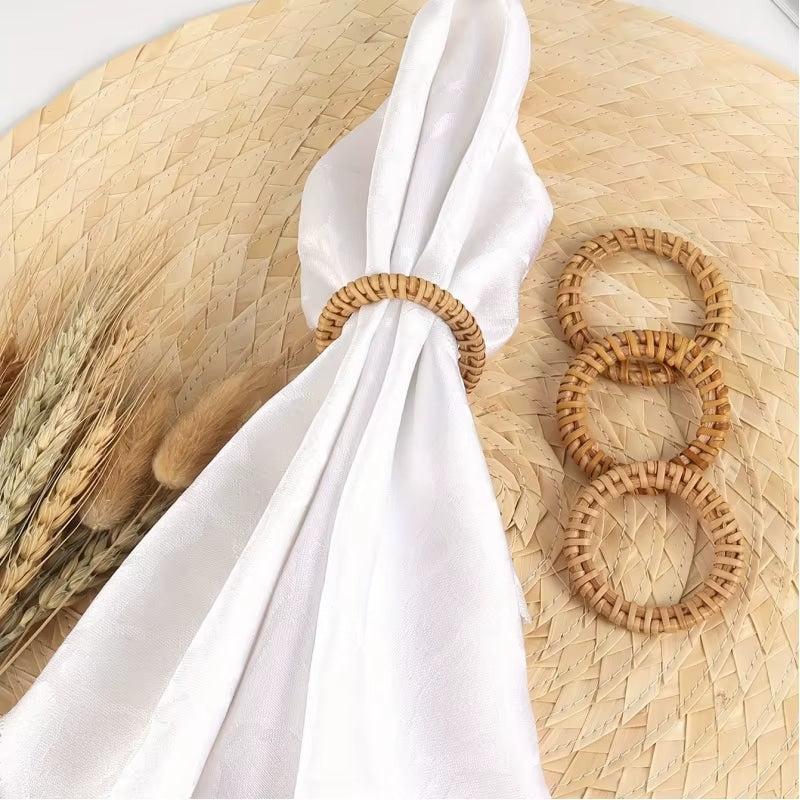 Lot de 12 Ronds de Serviette en Rotin