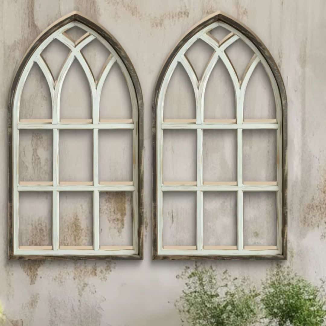Lot de 2 Cadres de Fenêtres en Bois