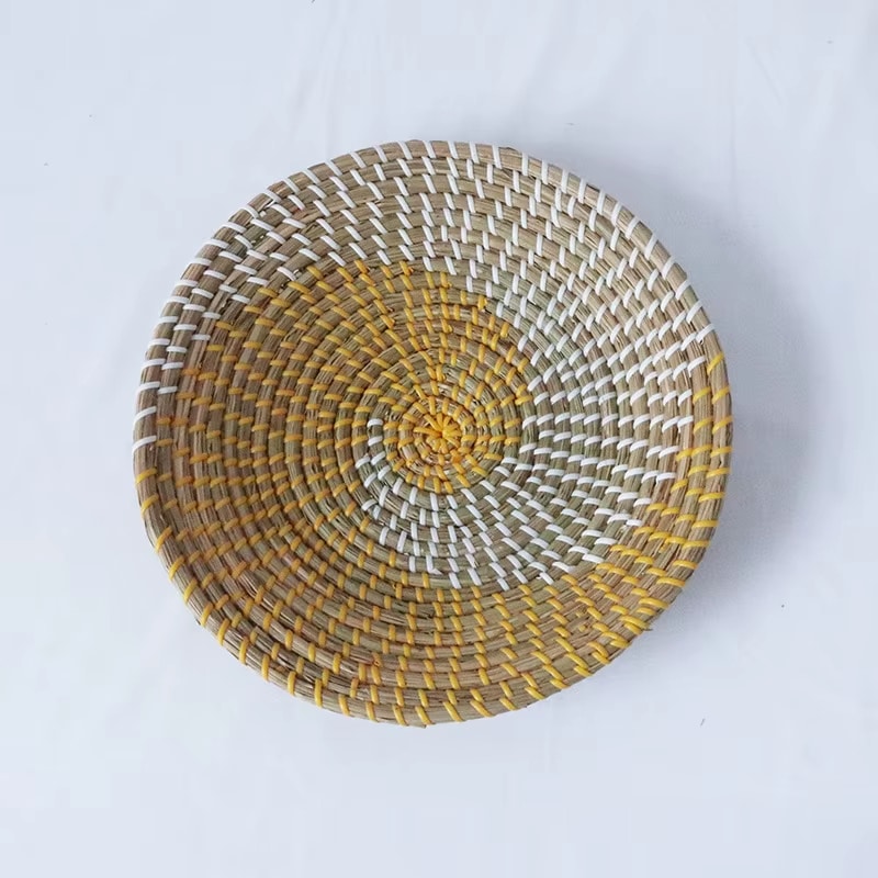 Lot de 3 Assiettes Décoratives en Rotin