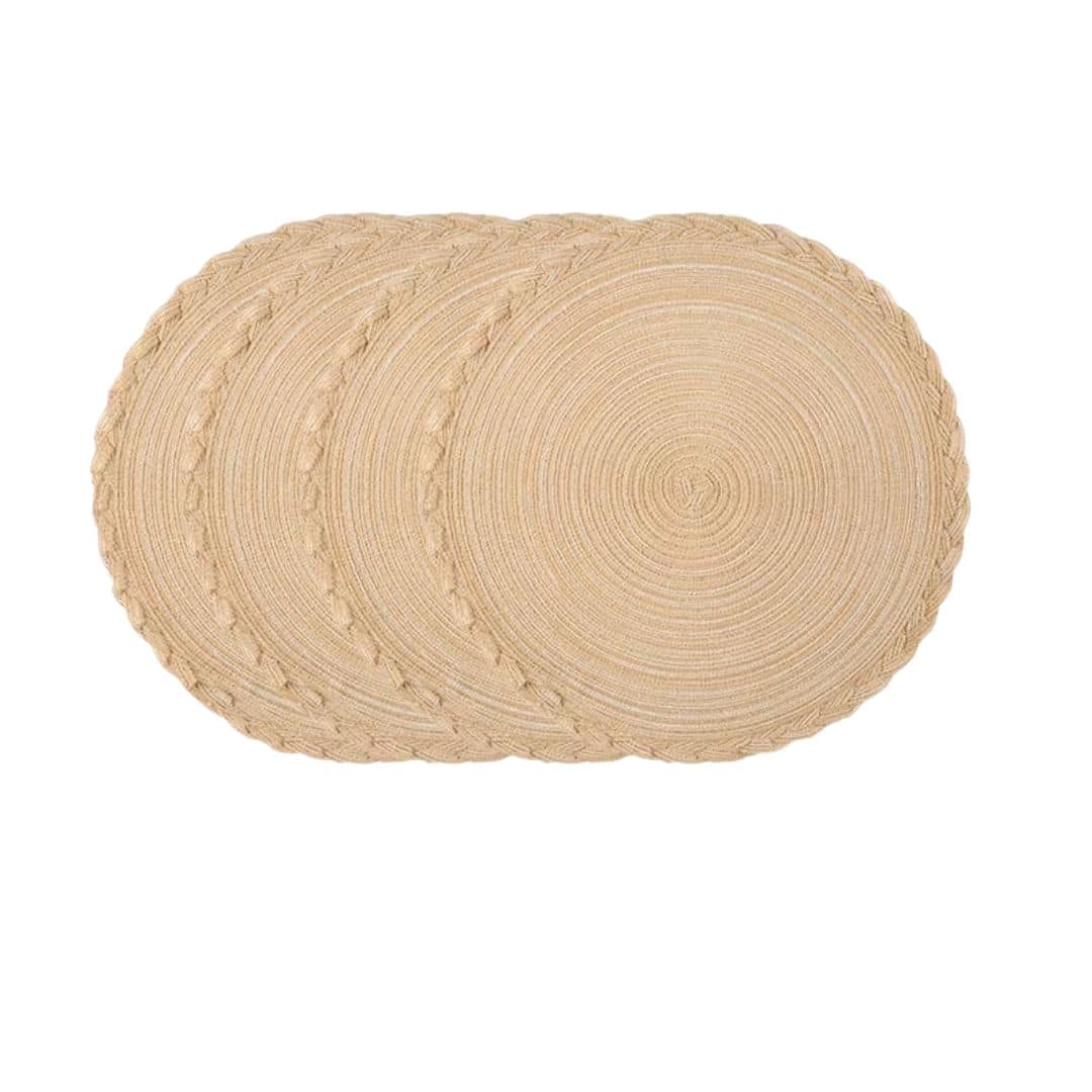 Lot de 4 Sets de Table Effet Paille Ronds