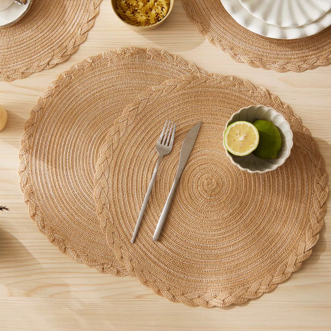 Lot de 4 Sets de Table Effet Paille de Style Japonais