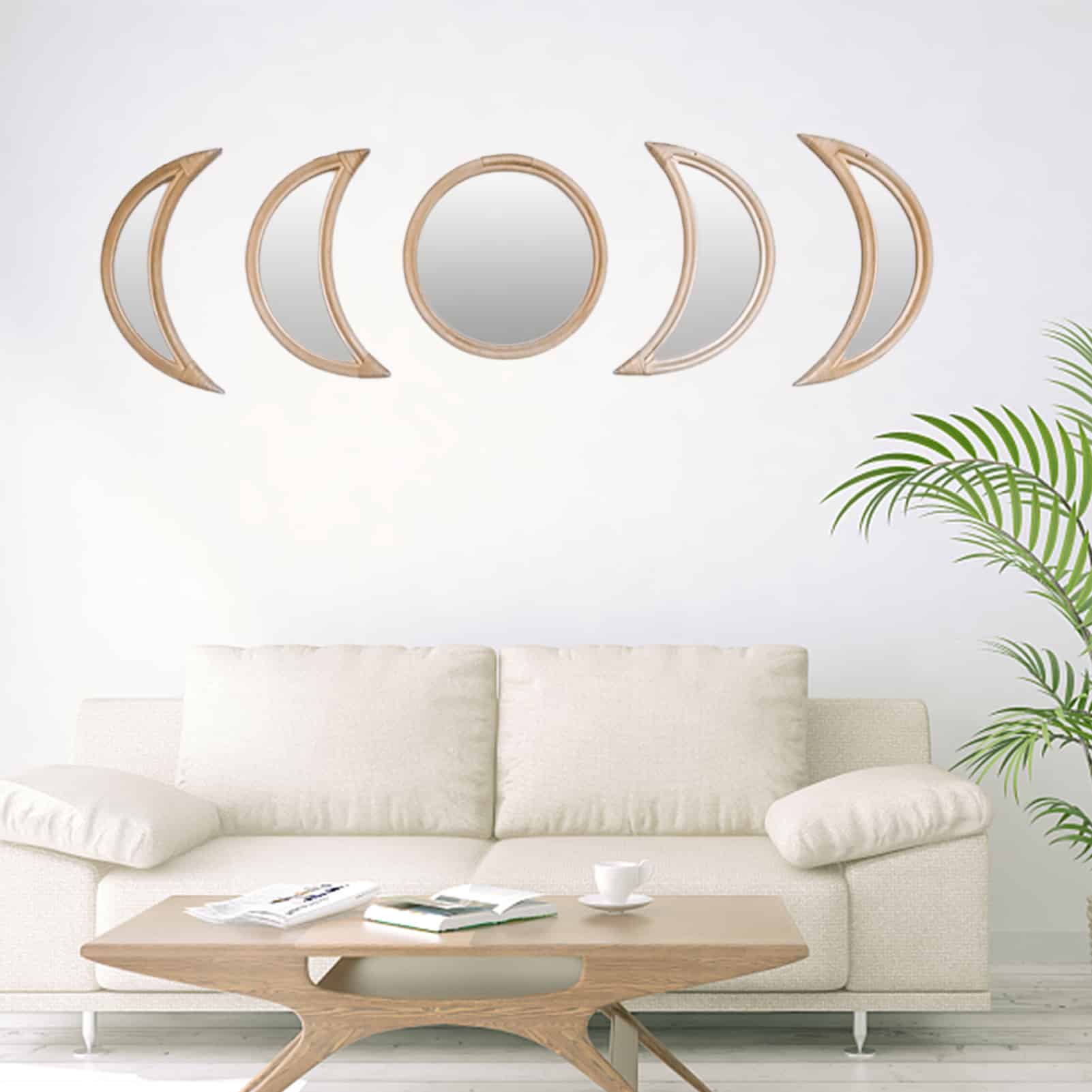 Lot de miroirs décoratifs en rotin