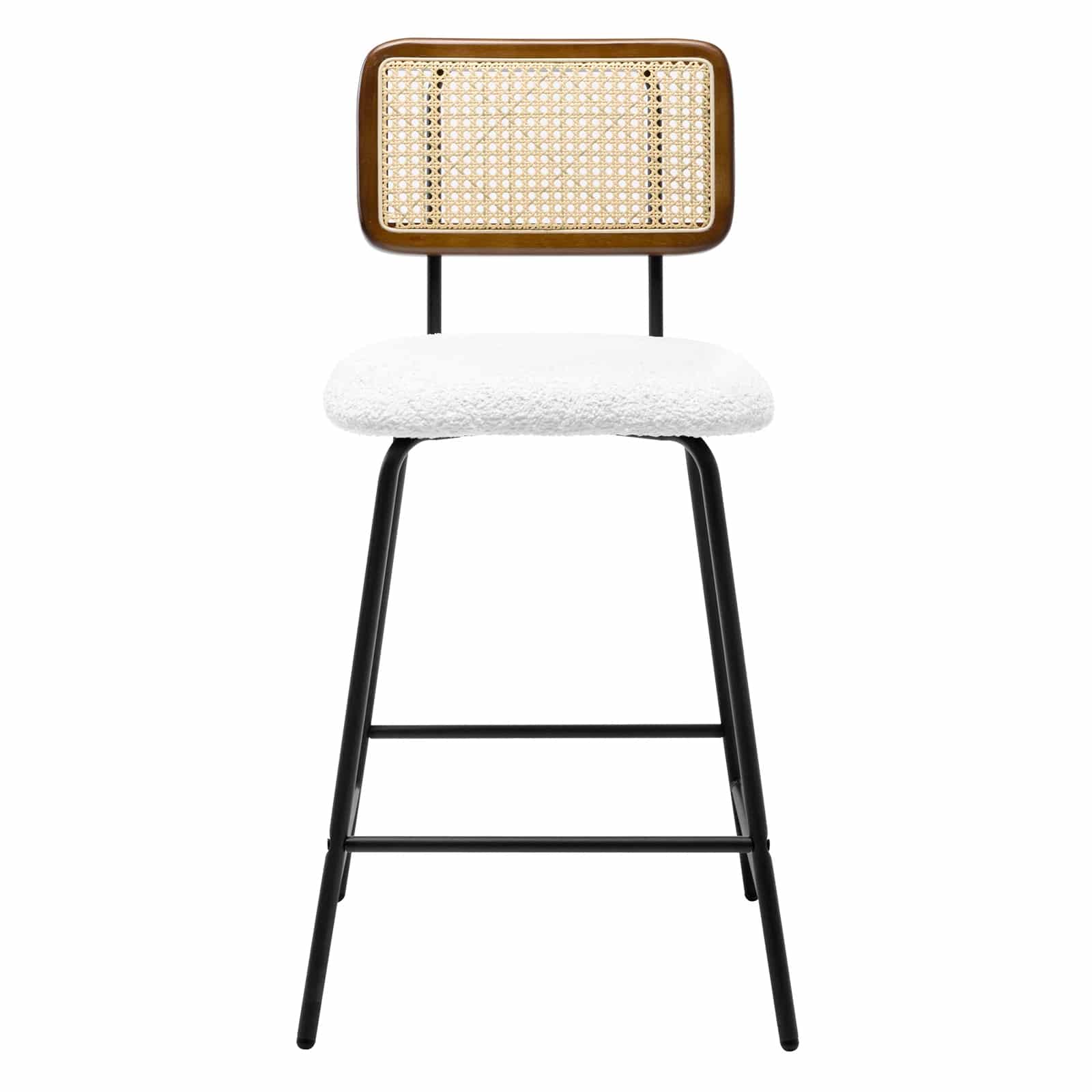 Lot de Deux Tabourets de Bar Effet Rotin avec Assise Rembourrée