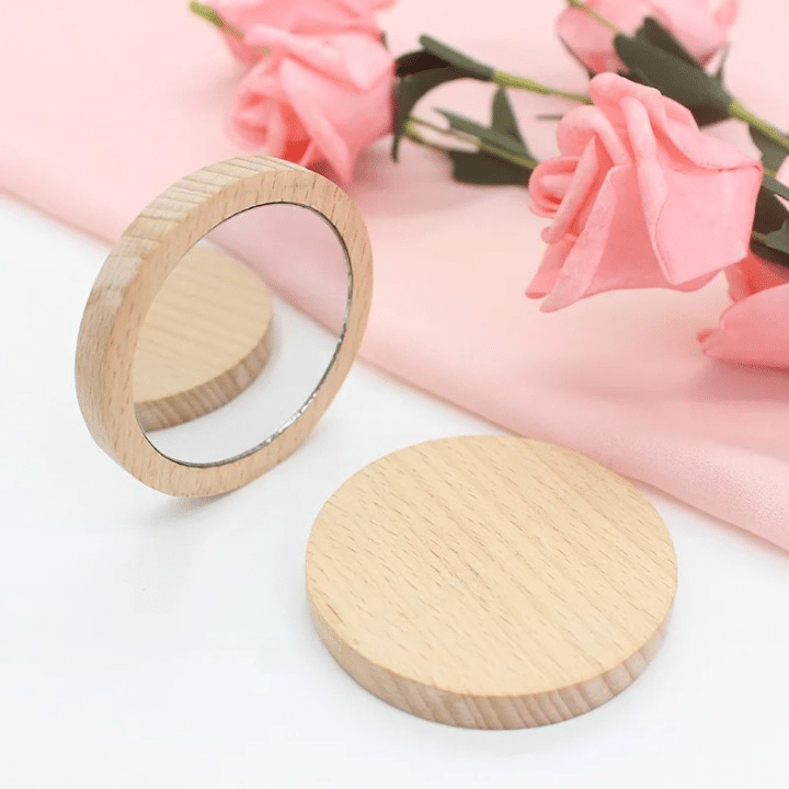 Lot de Dix Miroirs Bois Portables et Ronds