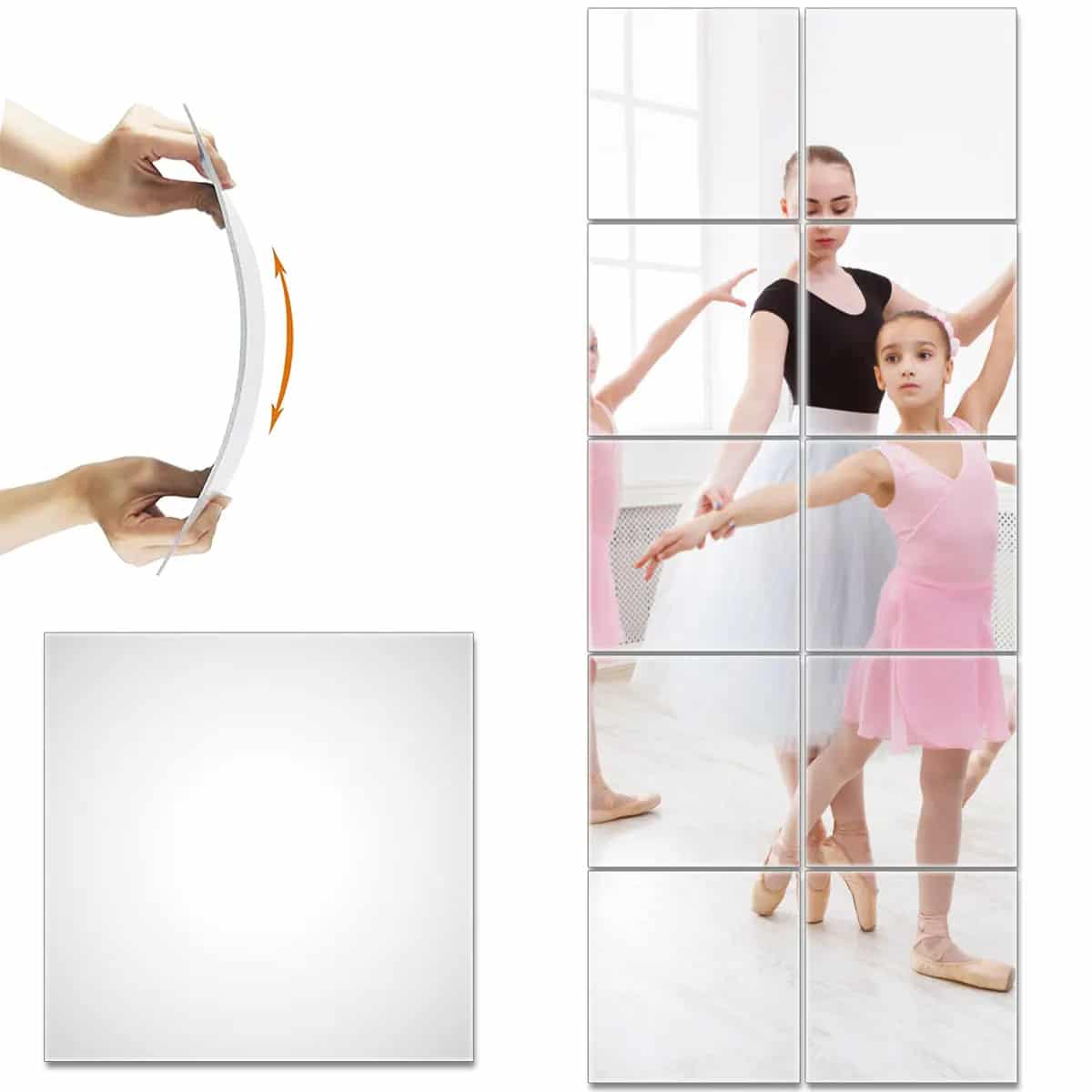 Lot de Dix Miroirs Porte Flexibles Autoadhésifs