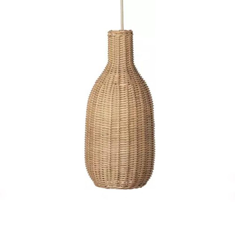 Luminaire pendant style village chinois, en rotin et osier naturel, ovale, fait à la main