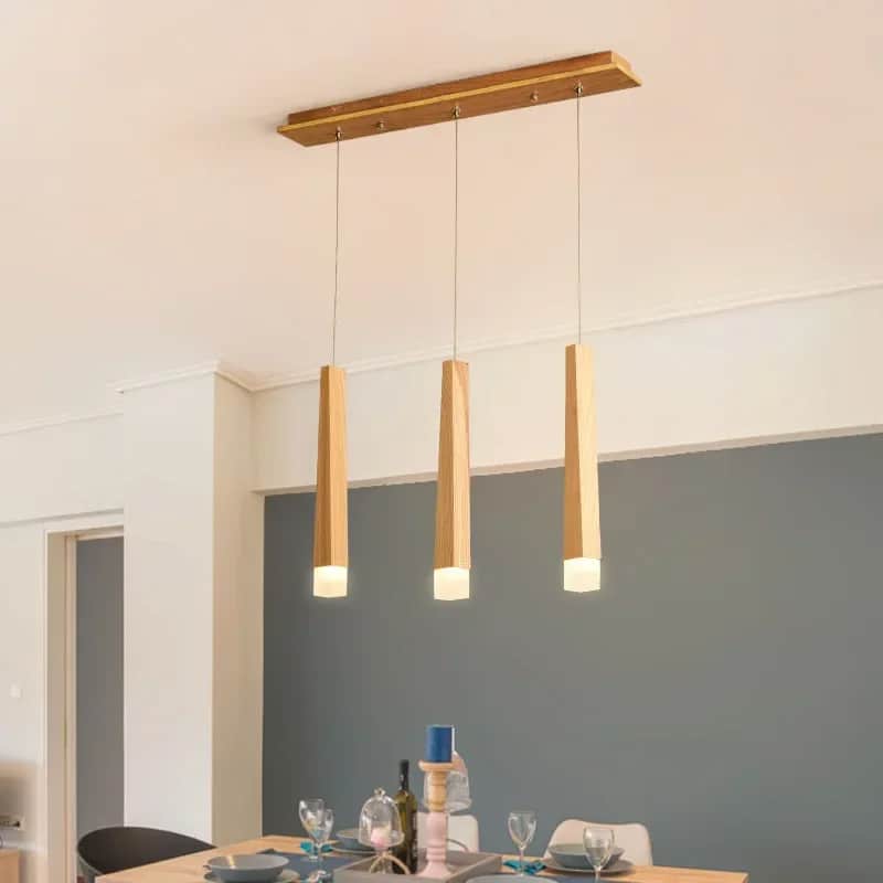 Lustre en Bois LED au Design Nordique