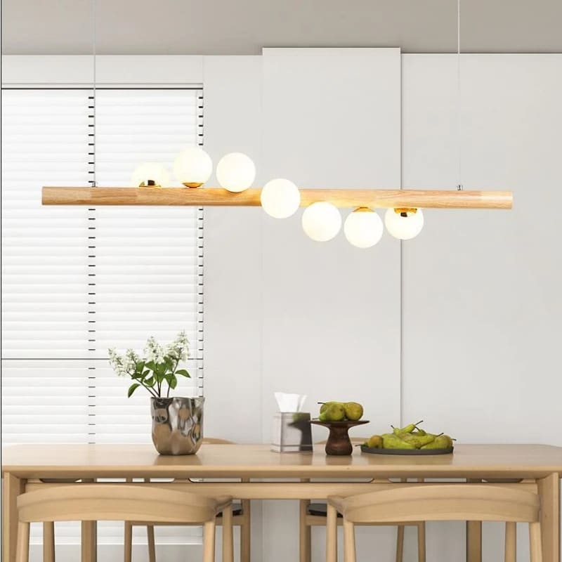Lustre en Bois Nordique avec 7 Boules