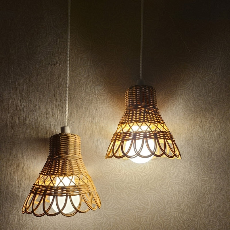 Lustre suspendu en rotin chinois style antique