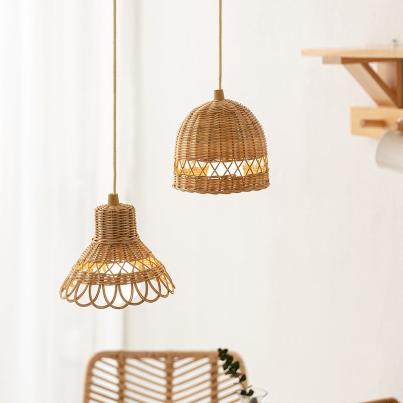 Lustre suspendu en rotin chinois style antique