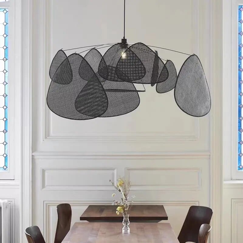 Luminaires suspendus en rotin noir