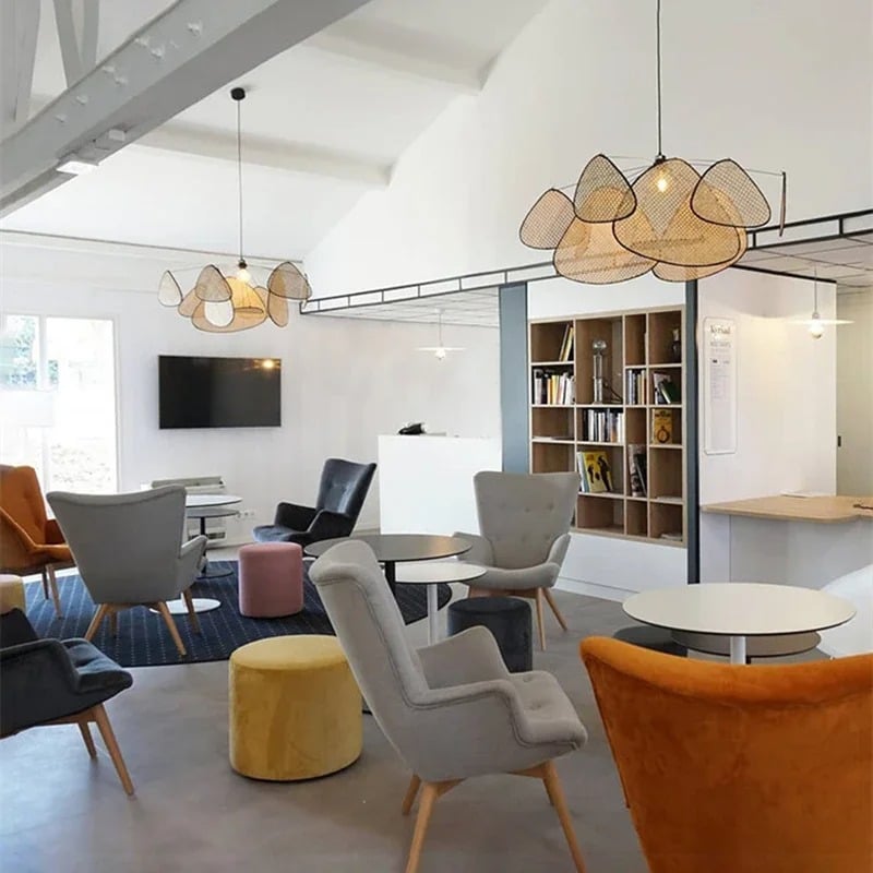 Lustre en rotin et bambou au design moderne