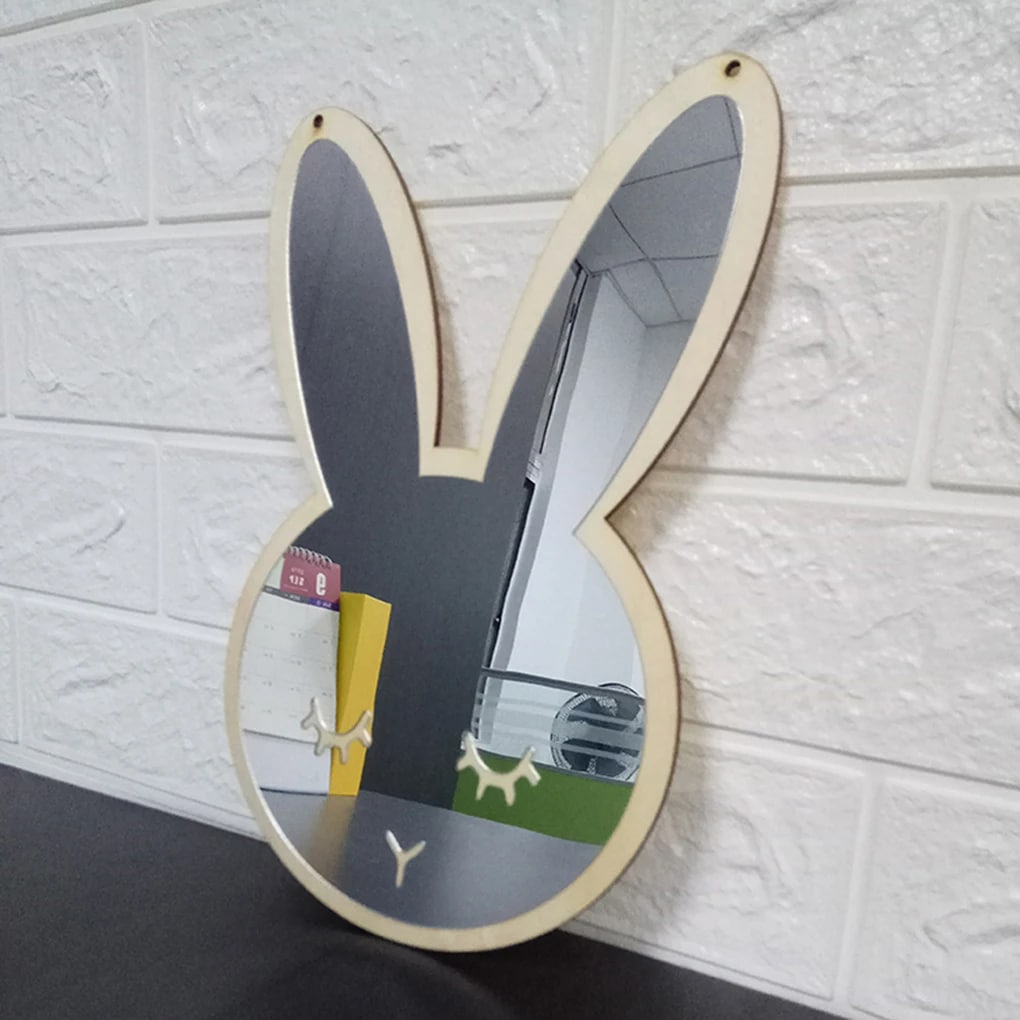 Miroir Bois Mural en Forme de Lapin