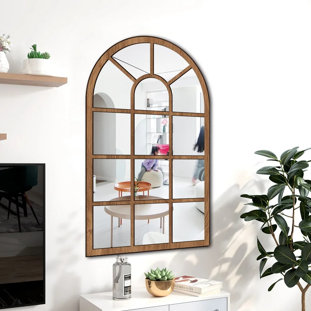 Miroir Bois Mural Style Fausse Fenêtre