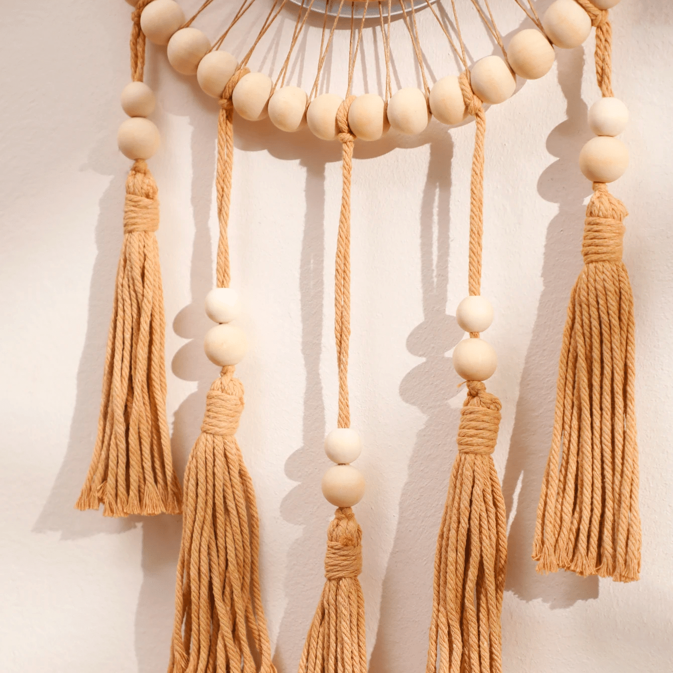 Miroir Bois avec Perles Style Attrape-Rêves