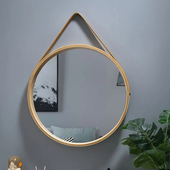 Miroir Bois Rond avec Bordure Épaisse