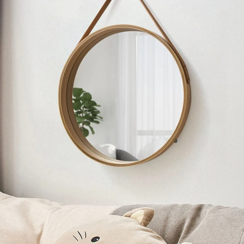 Miroir Bois Rond avec Bordure Épaisse