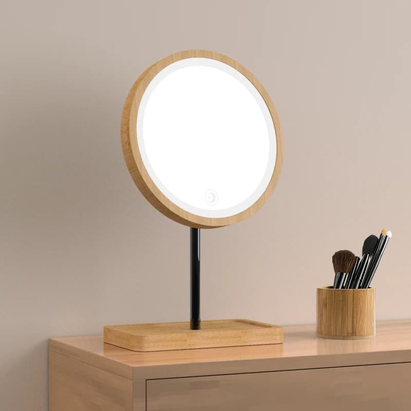 Miroir Bois Rotatif et Tactile à LED