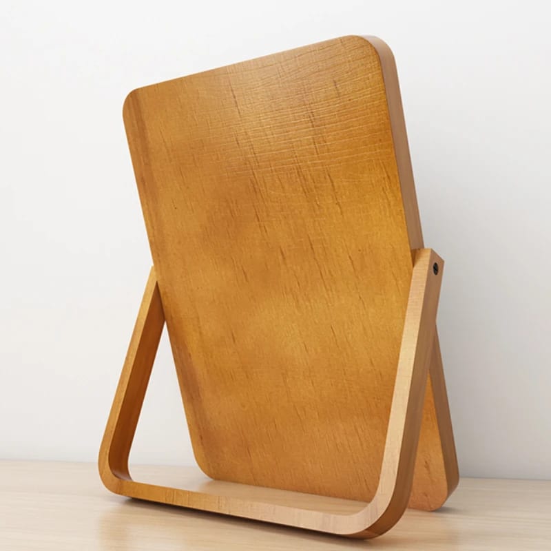 Miroir Carré en Bois Style Vintage avec Support