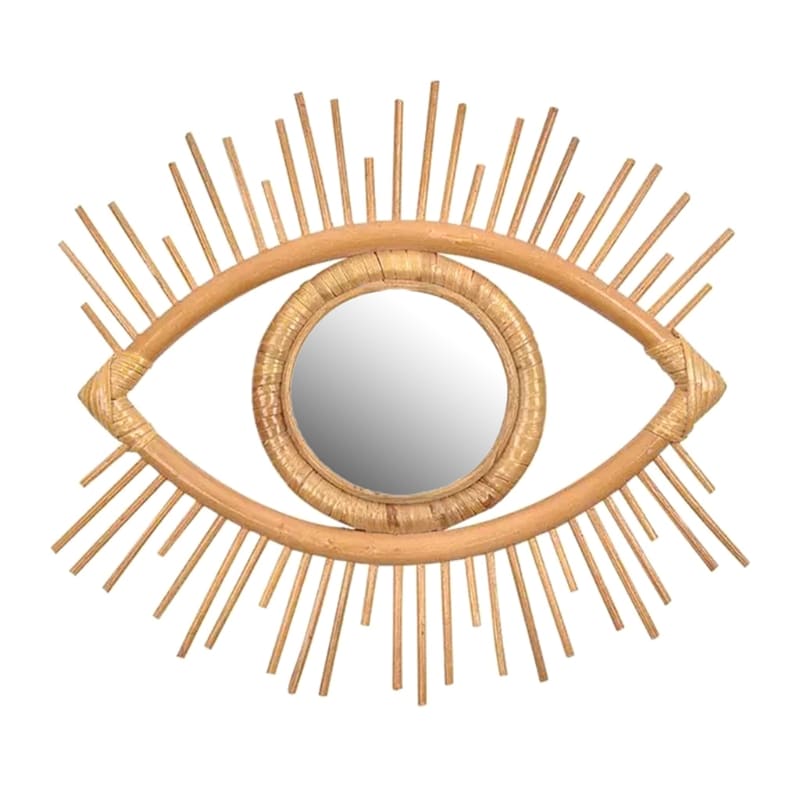 Miroir de maquillage et décoration artistique innovante en rotin