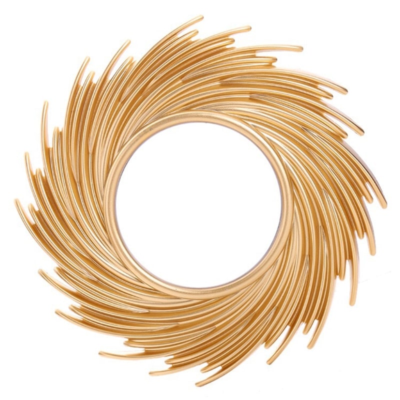 Miroir de maquillage rond en rotin