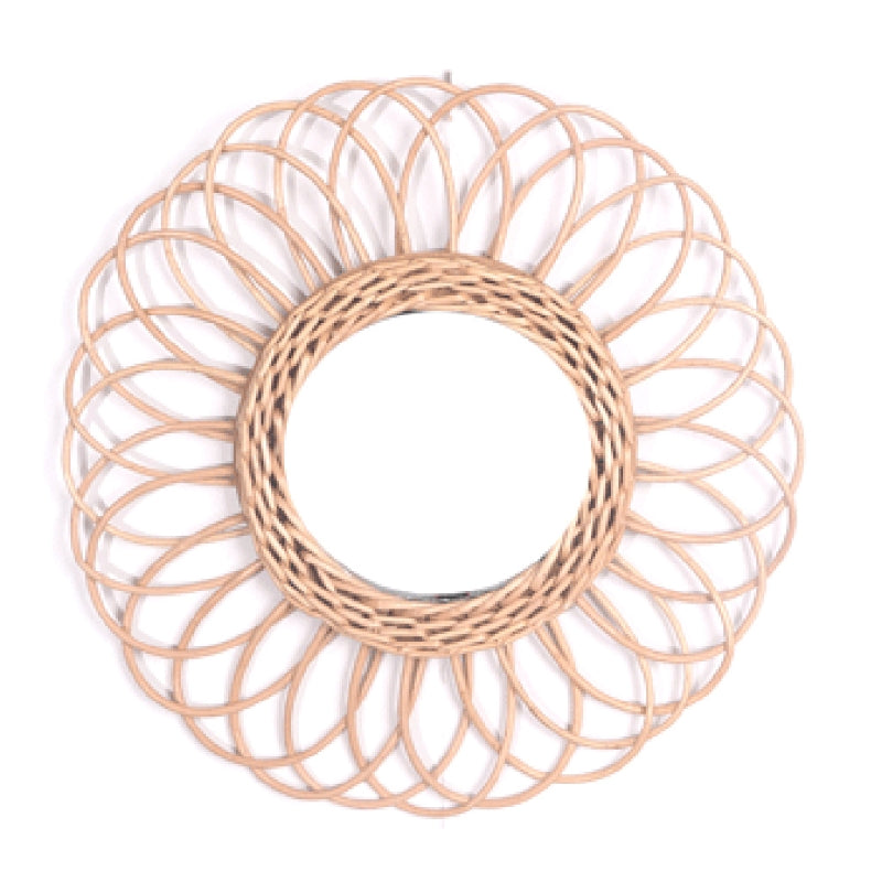 Miroir fleur spirale en rotin