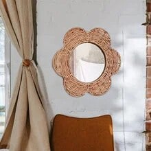 Miroir Rotin Mural en Forme de Fleur