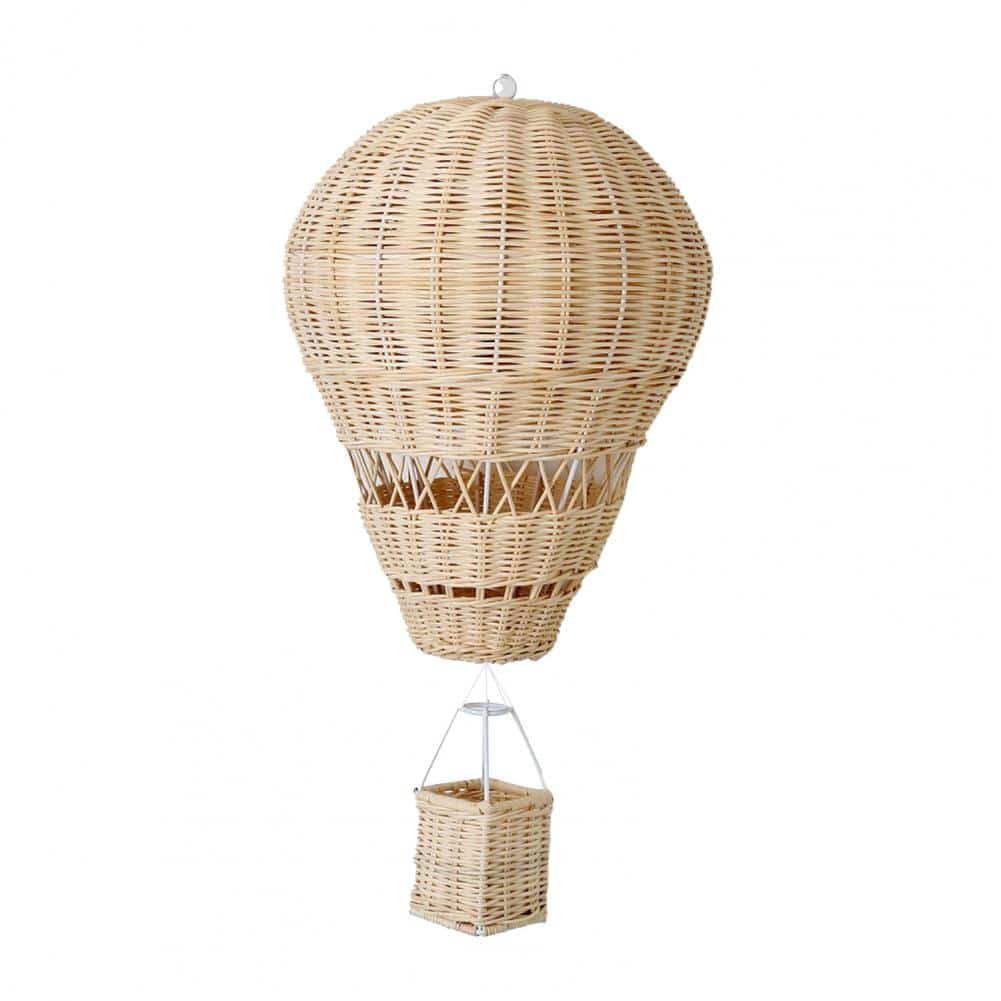 Montgolfière en rotin tissé à la main suspendu pour chambre d’enfants