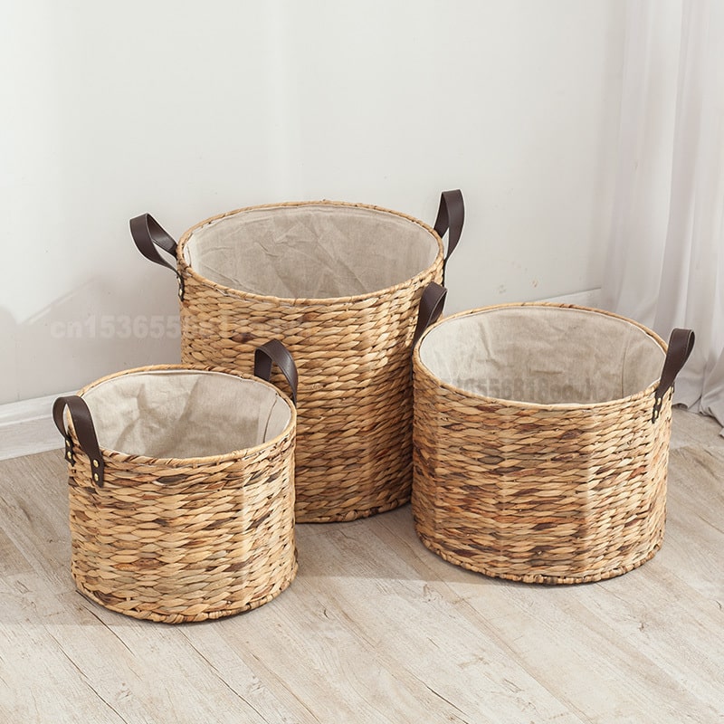 Panier à linge en rotin avec poignées