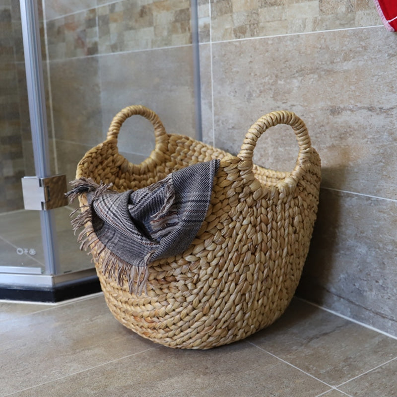 Panier à linge en rotin naturel avec poignées