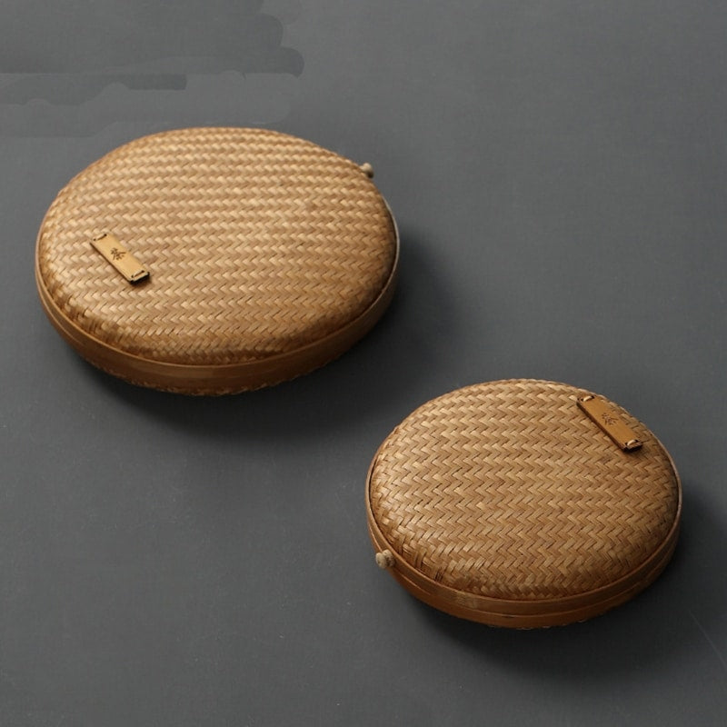 Panier à thé en rotin fait à la main avec couvercle