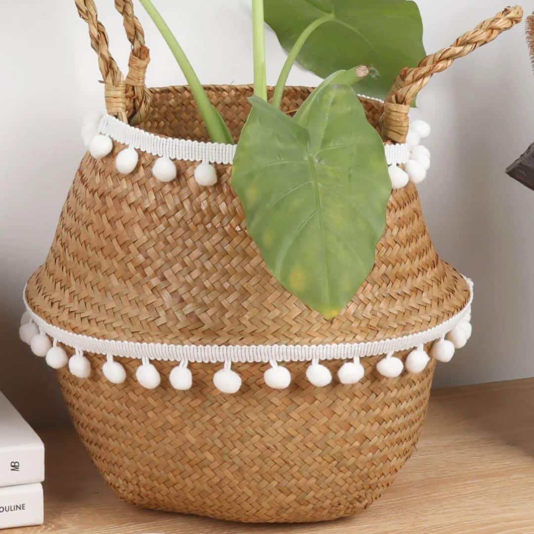 Panier Artisanal en Rotin avec Pampilles