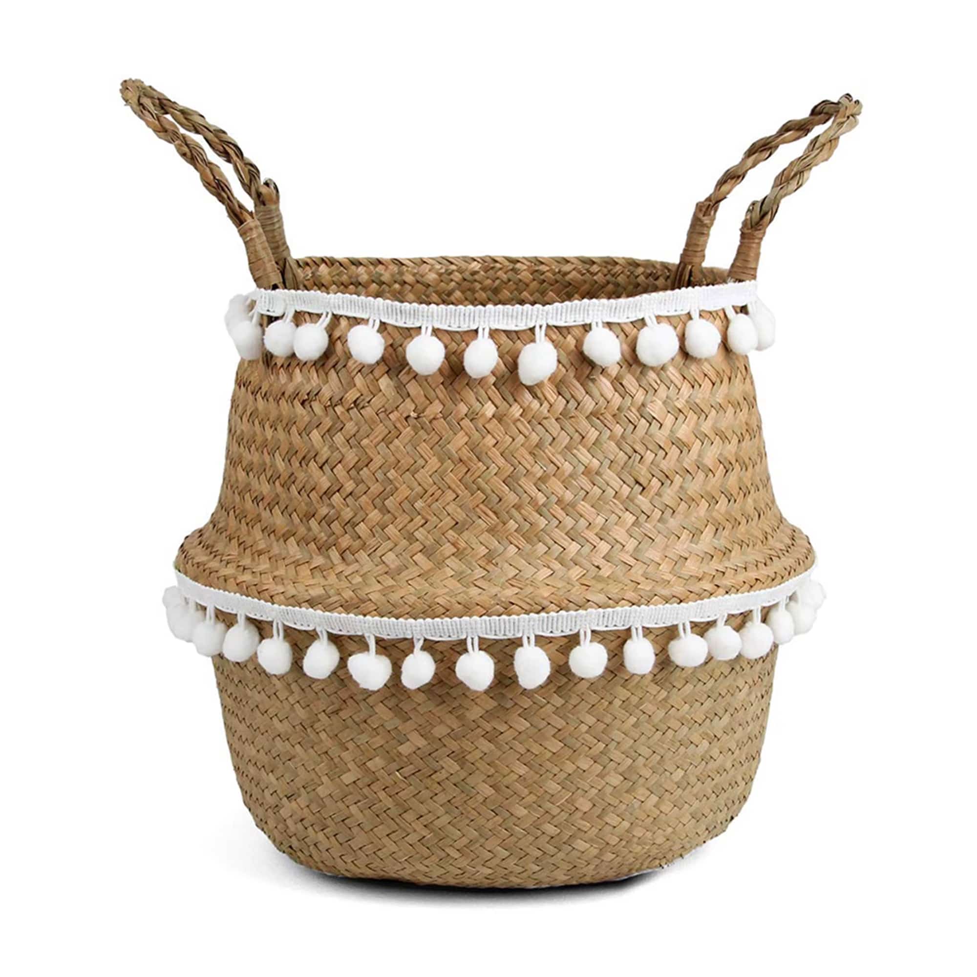 Panier Artisanal en Rotin avec Pampilles