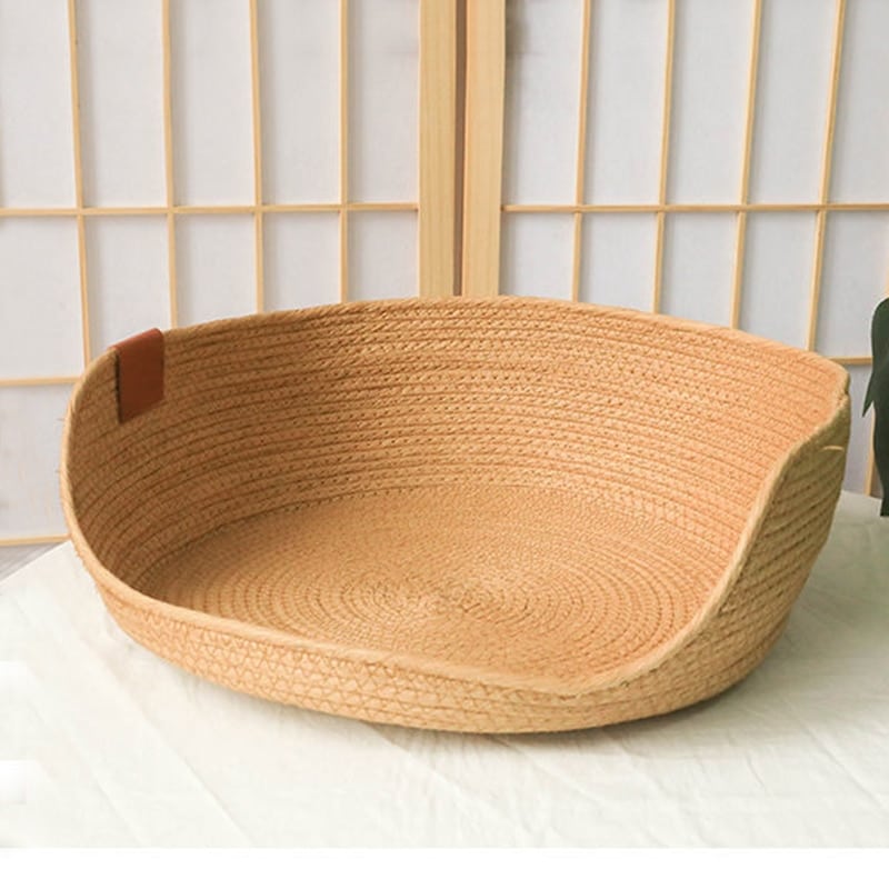 Panier de couchage en rotin pour chien