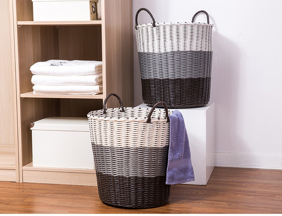 Panier de rangement à linge en rotin pliable