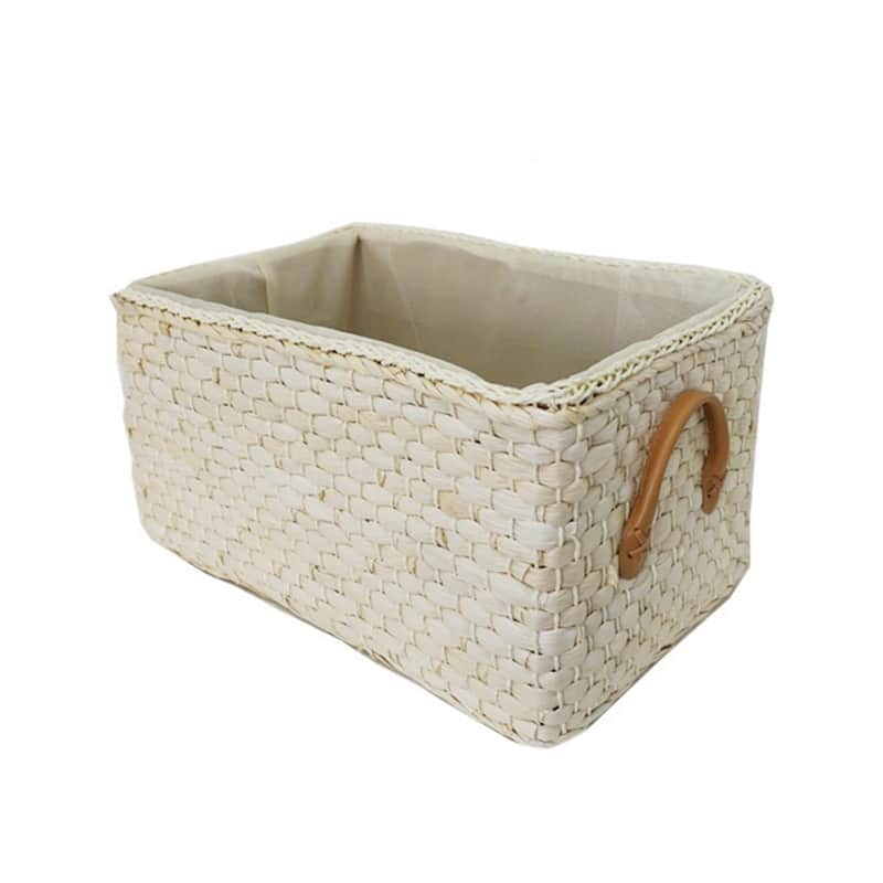 Panier de rangement en osier tissé à la main avec poignées