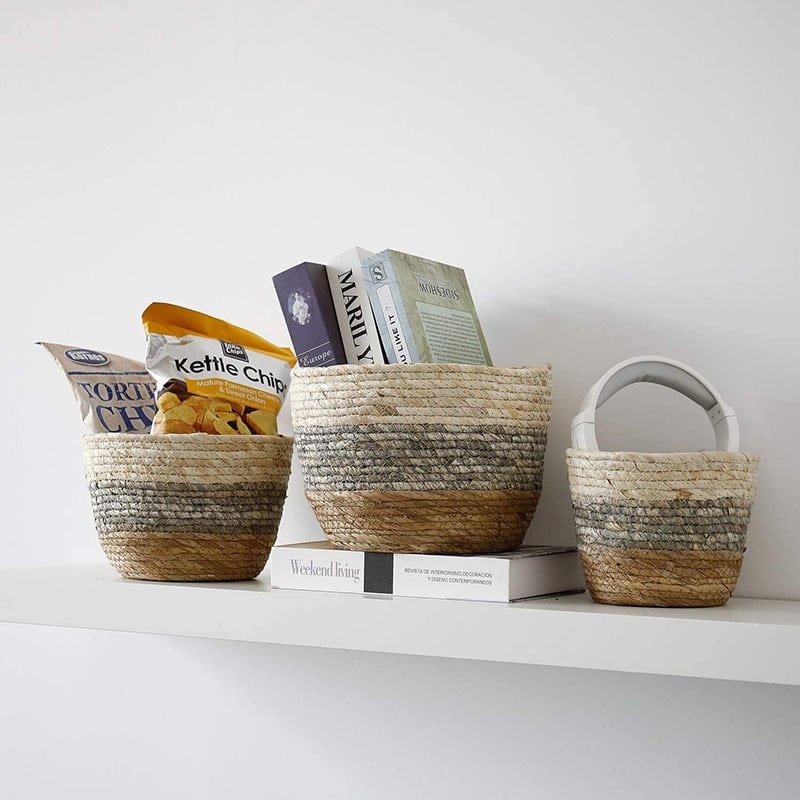 Panier de rangement en rotin tissé