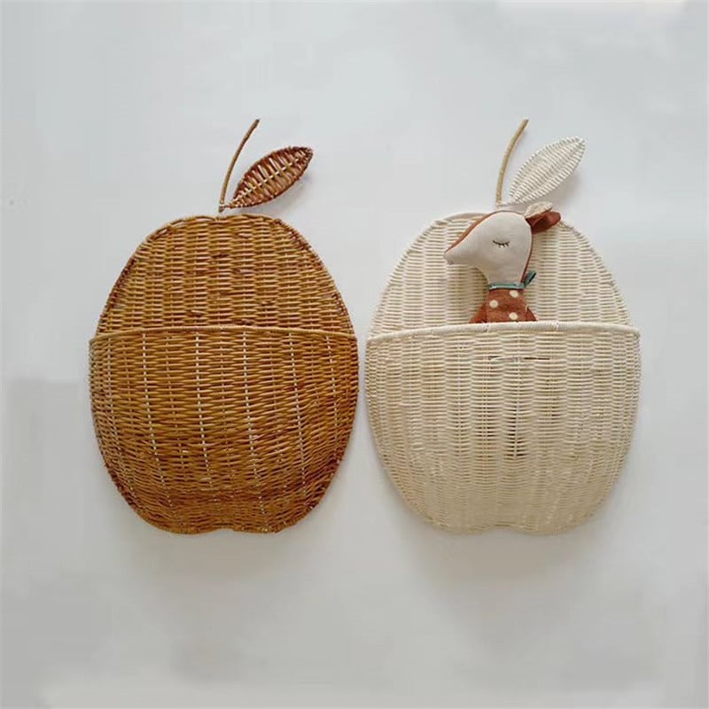 Panier de rangement en rotin Vintage en forme de pomme pour bébé